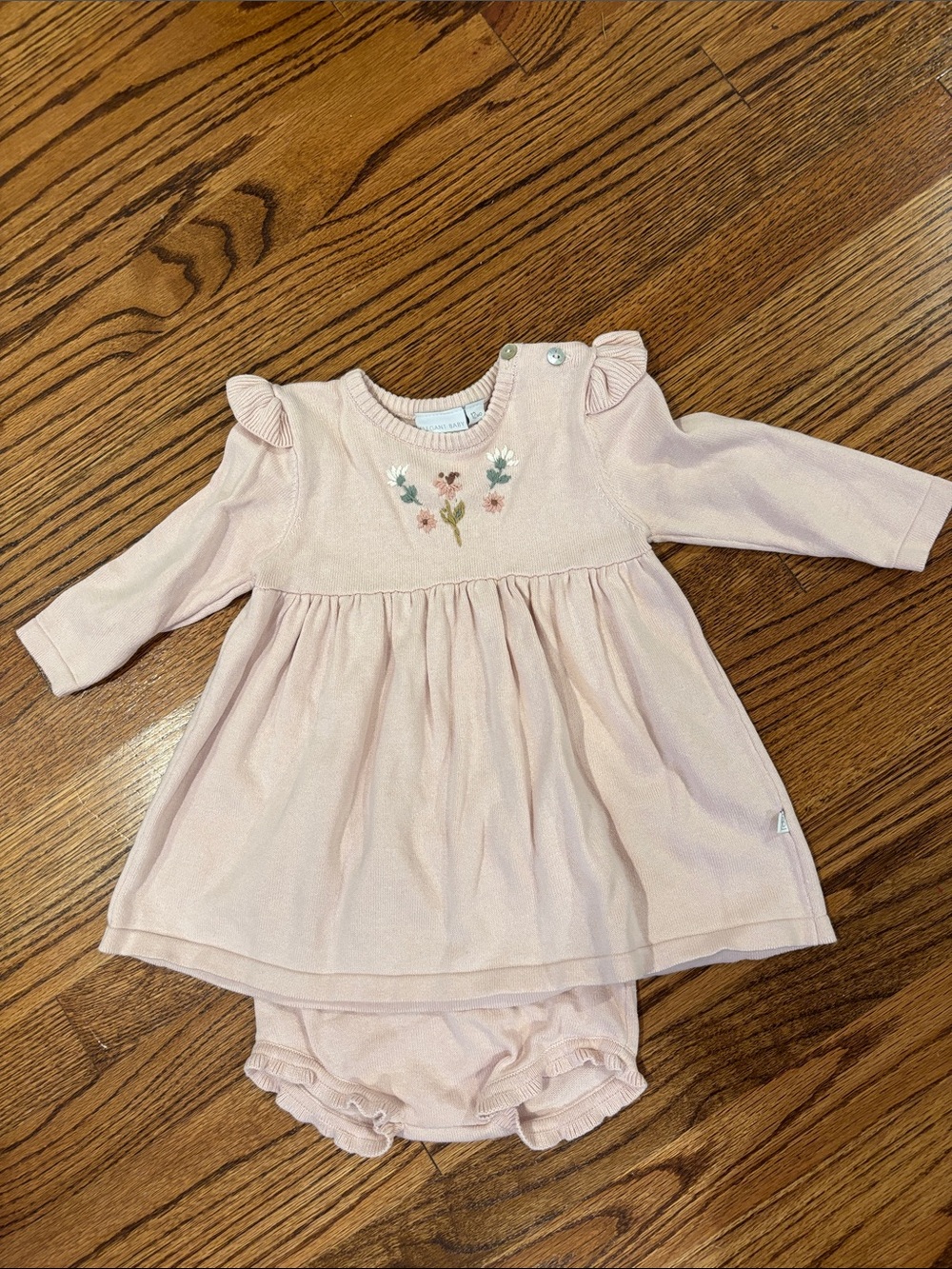 Elegant Baby Baby Girl Pink Floral Knit Top & Bloomer Set size 12 mo